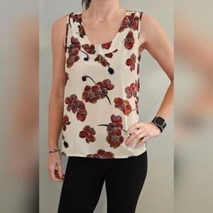 Costa Blanca Floral Sleeveless Top - Cream and Red